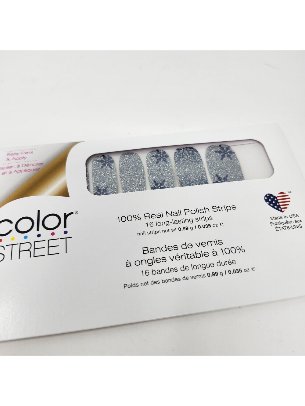 Color Street Ice Ice Maybe Nail Polish Strips Silver Glitter Snowflake Retired - Picture 1 of 2